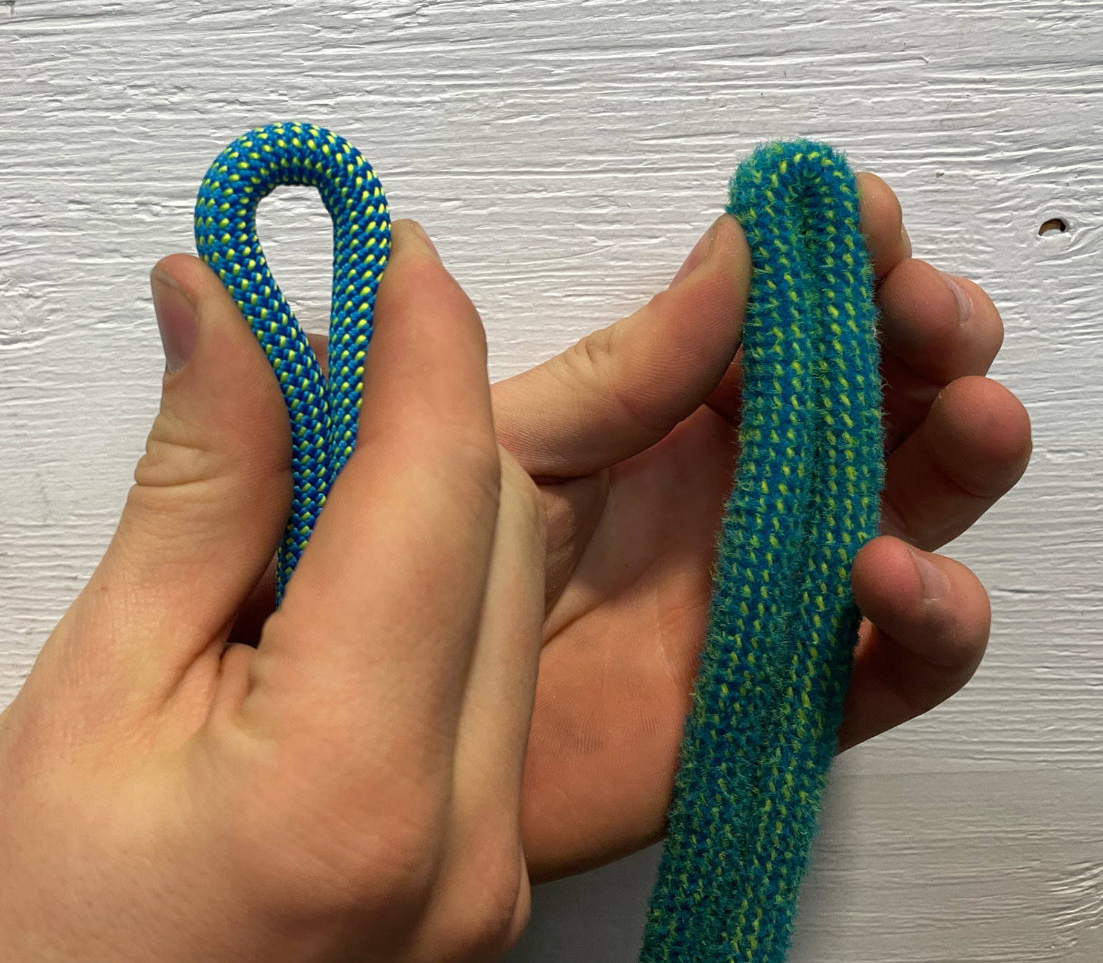 image of Pinch Test on a New Rope vs. Old Rope