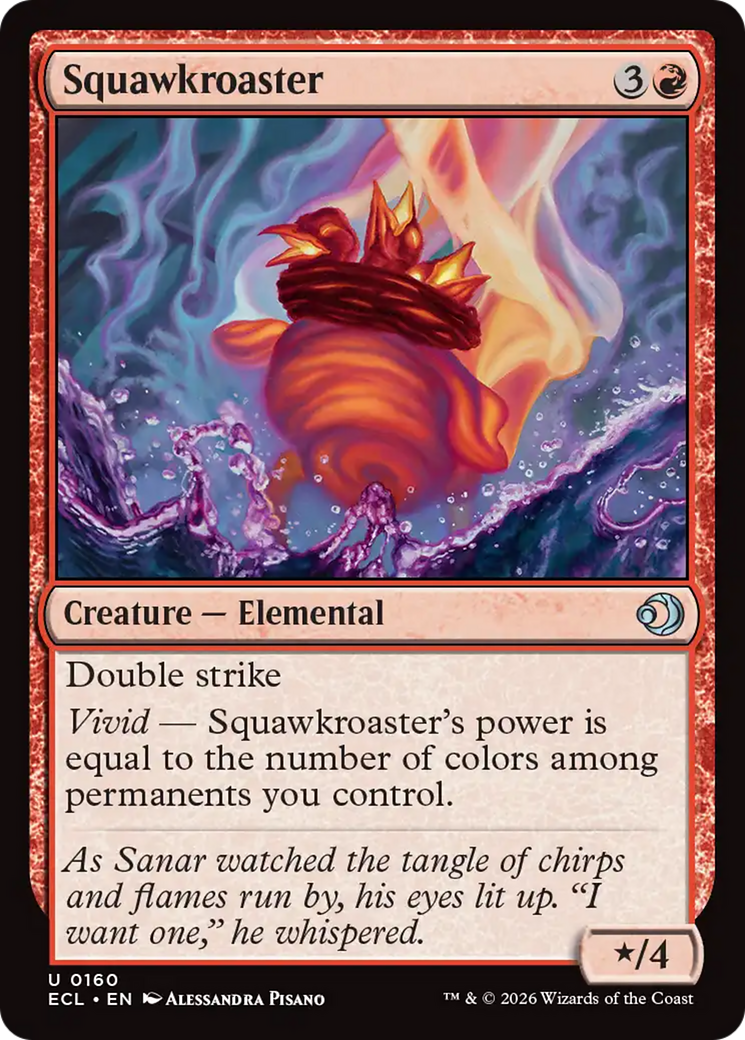 The Magic: the Gathering card Squawkroaster from the set Lorwyn Eclipsed.