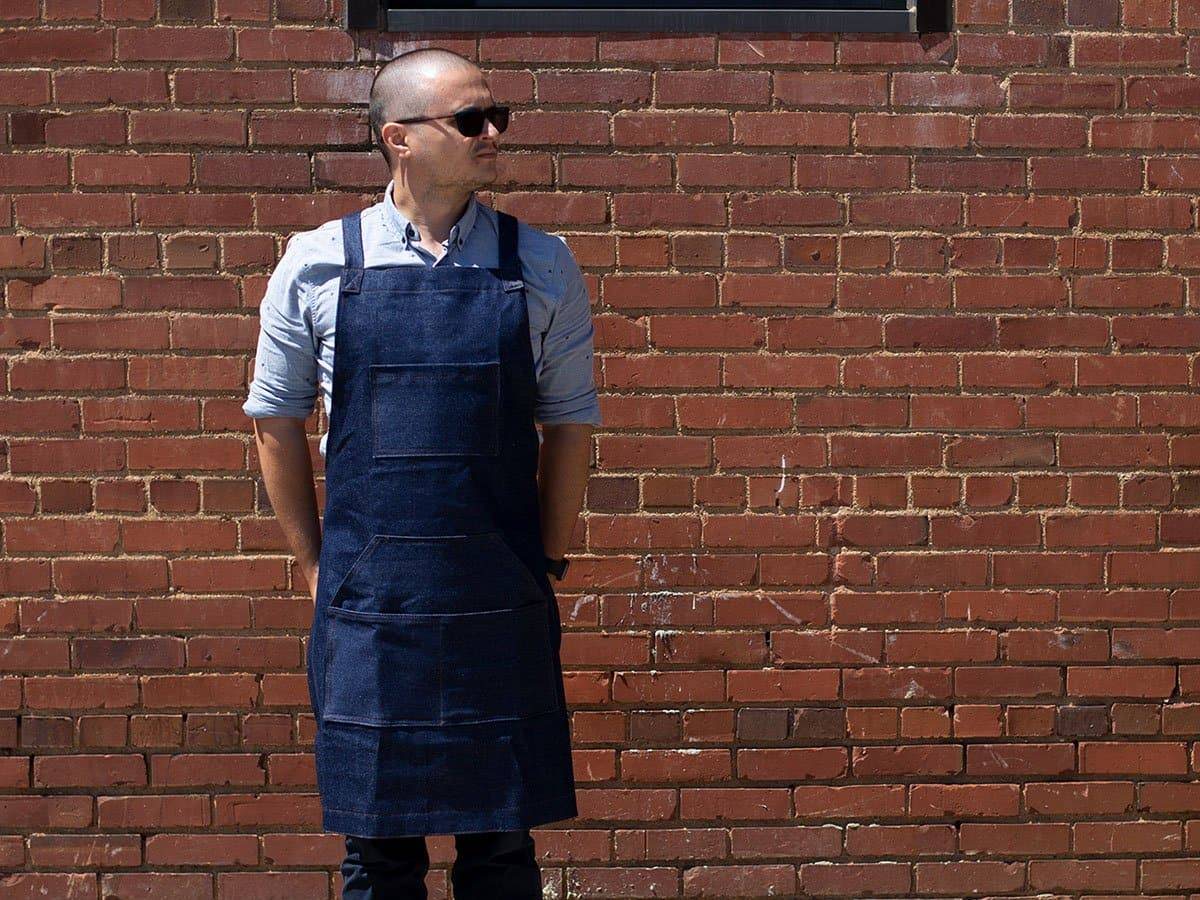 Blue Heavy-Duty Denim Apron For Woodworkers