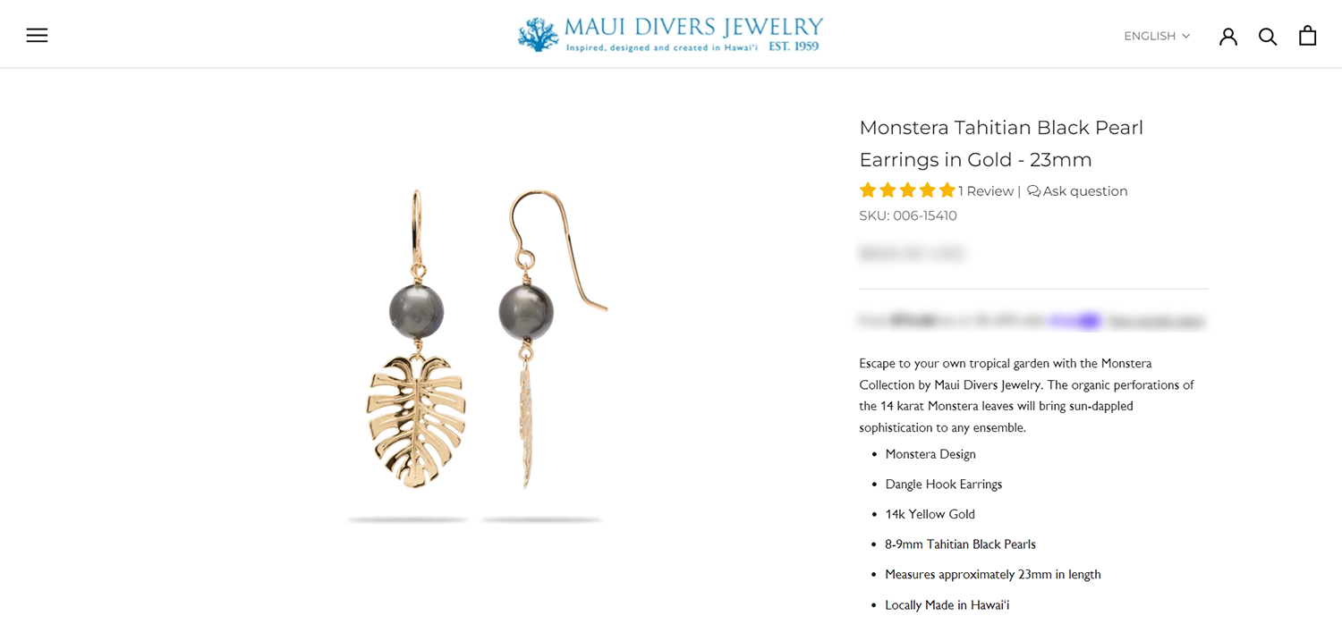 Tahitian Pearl Dangle Earrings in Yellow Gold by Maui Divers Jewelry