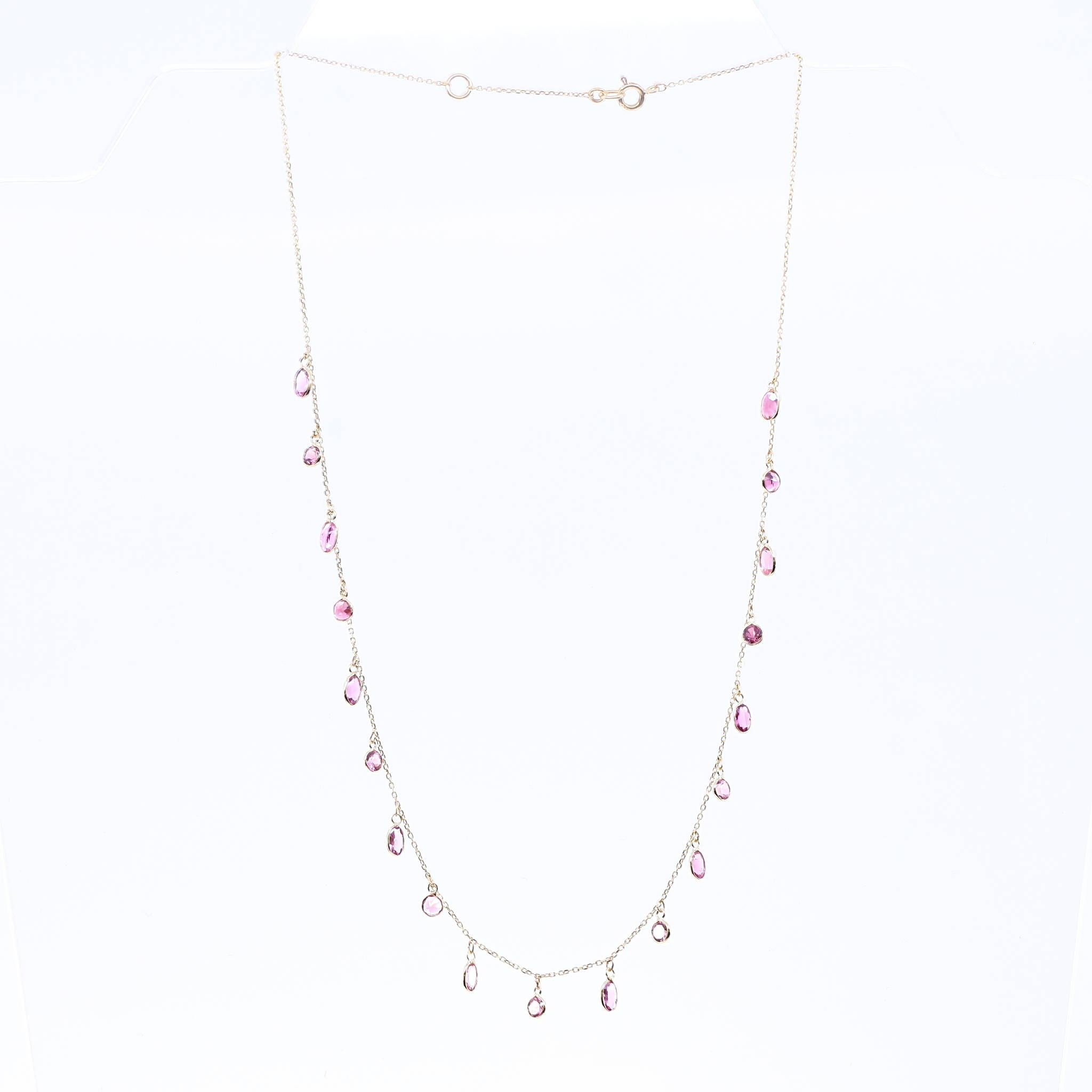 pink gemstone dangle necklace