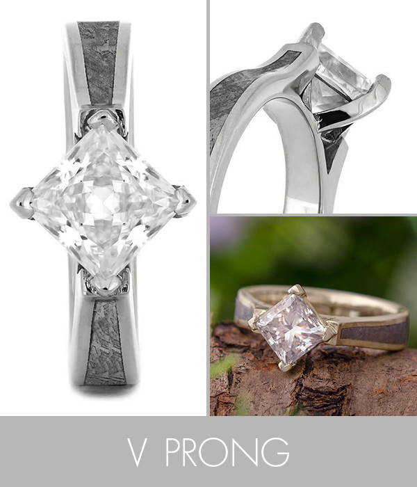 Princess Cut Engagement Ring With Meteorite