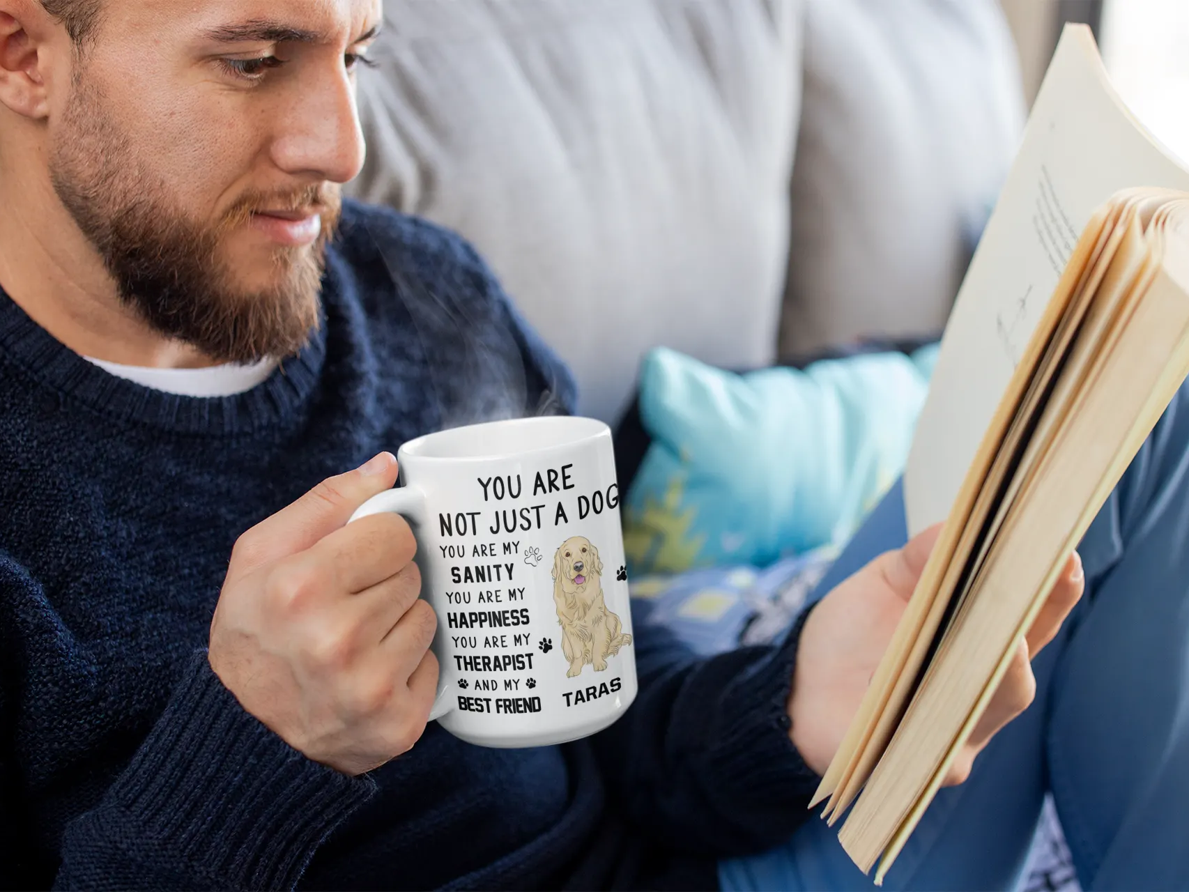 golden retriever coffee mug