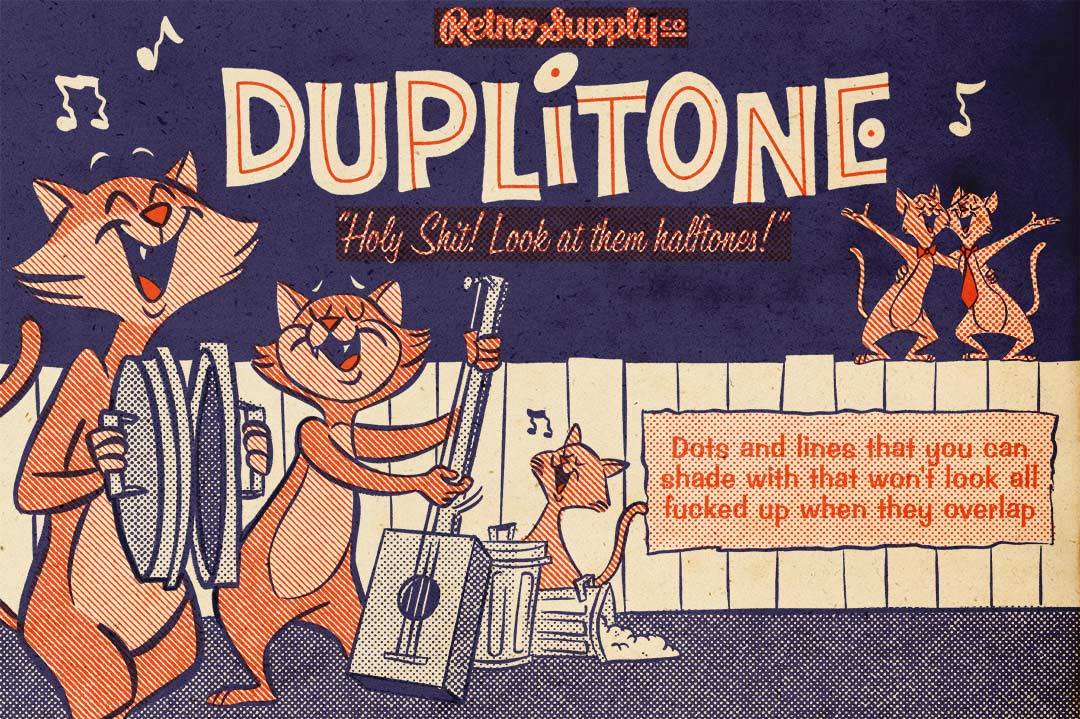 DupliTone | Halftone Brushes for Procreate, Photoshop, Illustrator, and Affinity