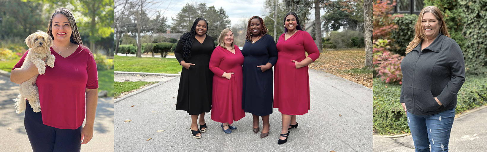3 images of Miik plus size models wearing the new Canadian plus size collection