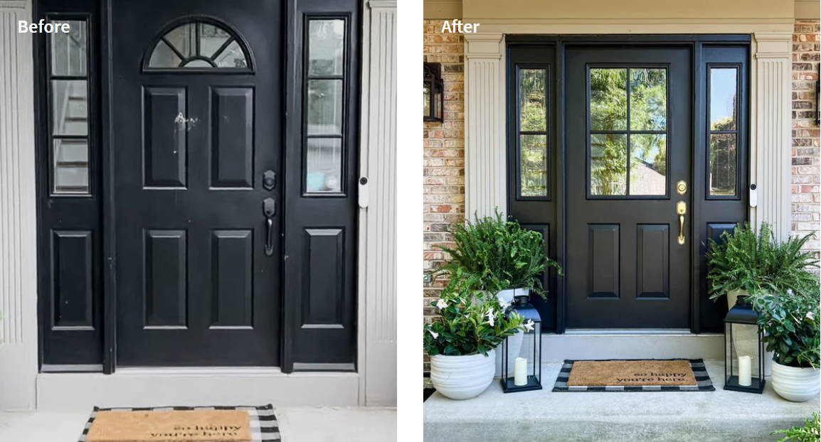 before after of door glass