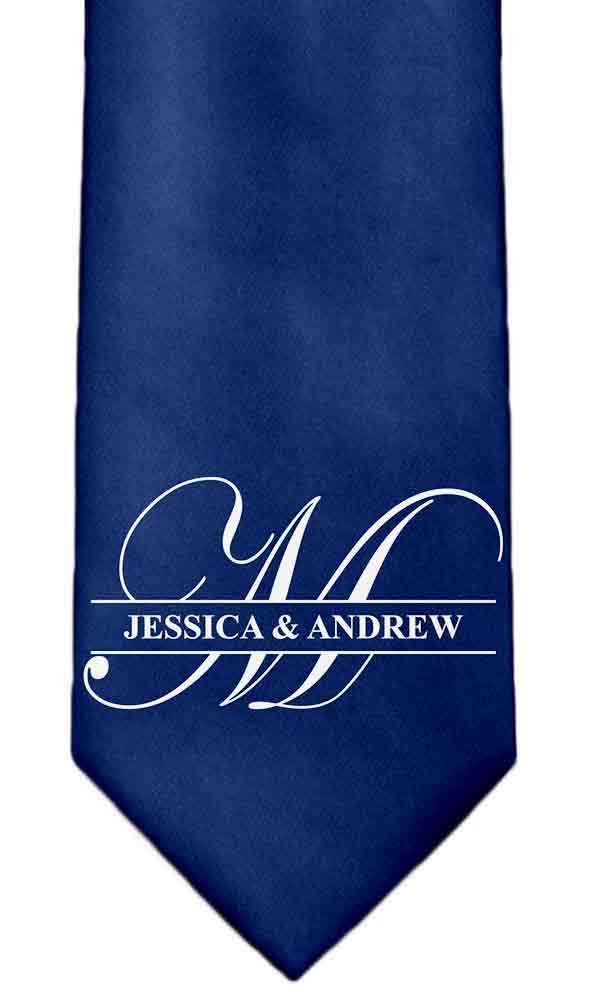 Custom necktie with a monogram and bride and groom's first names