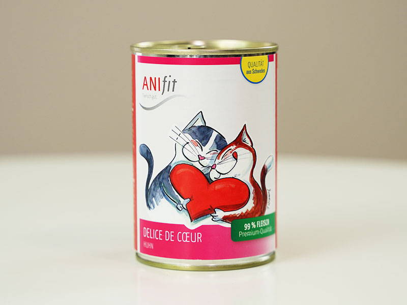 Eine 400g Dose Anifit Katzenfutter Sorte Délice de Coeur im Test