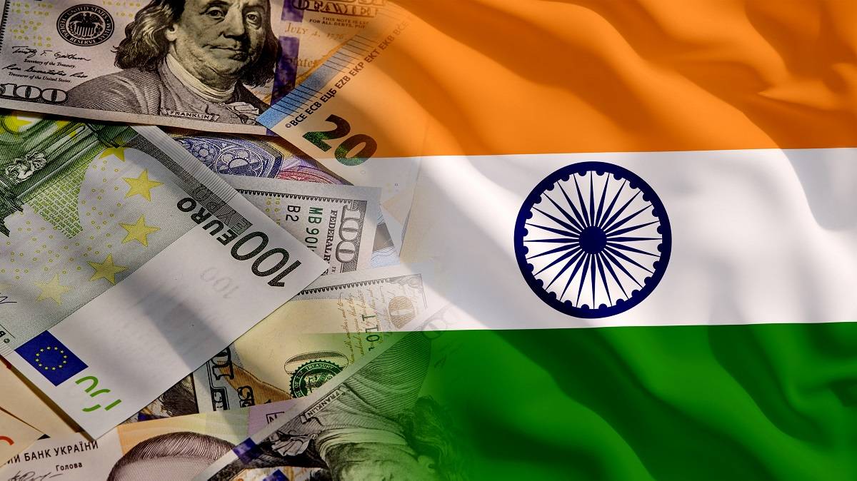 National Flag of India net to different types of currency