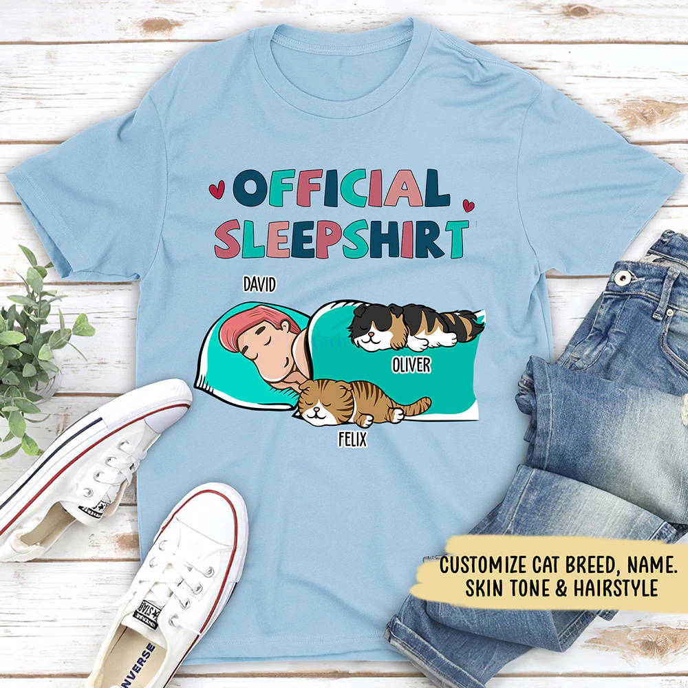 CAT OFFICIAL SLEEPSHIRT - PERSONALIZED CUSTOM UNISEX T-SHIRT