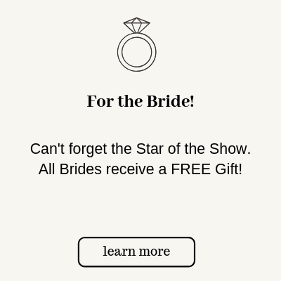 We are so excited for our Brides! When you purchase 3 or more dresses, the bride receives a free wedding gift bag!