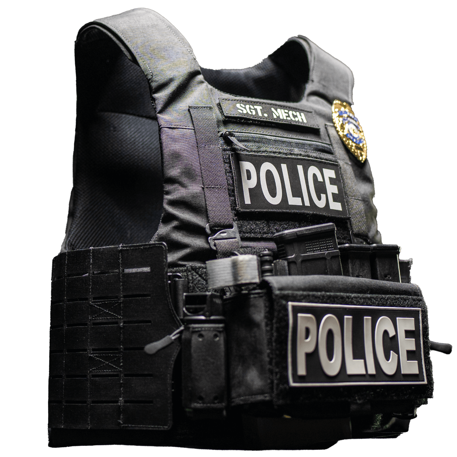 3/4 view of the APOC, a soft armor carrier in Black