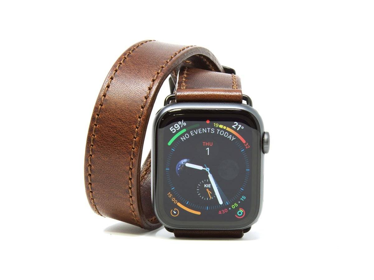 double wrap apple watch band brown