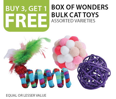 Buy 3, get 1 free Box of Wonders Bulk Cat Toys. Equal or lesser value