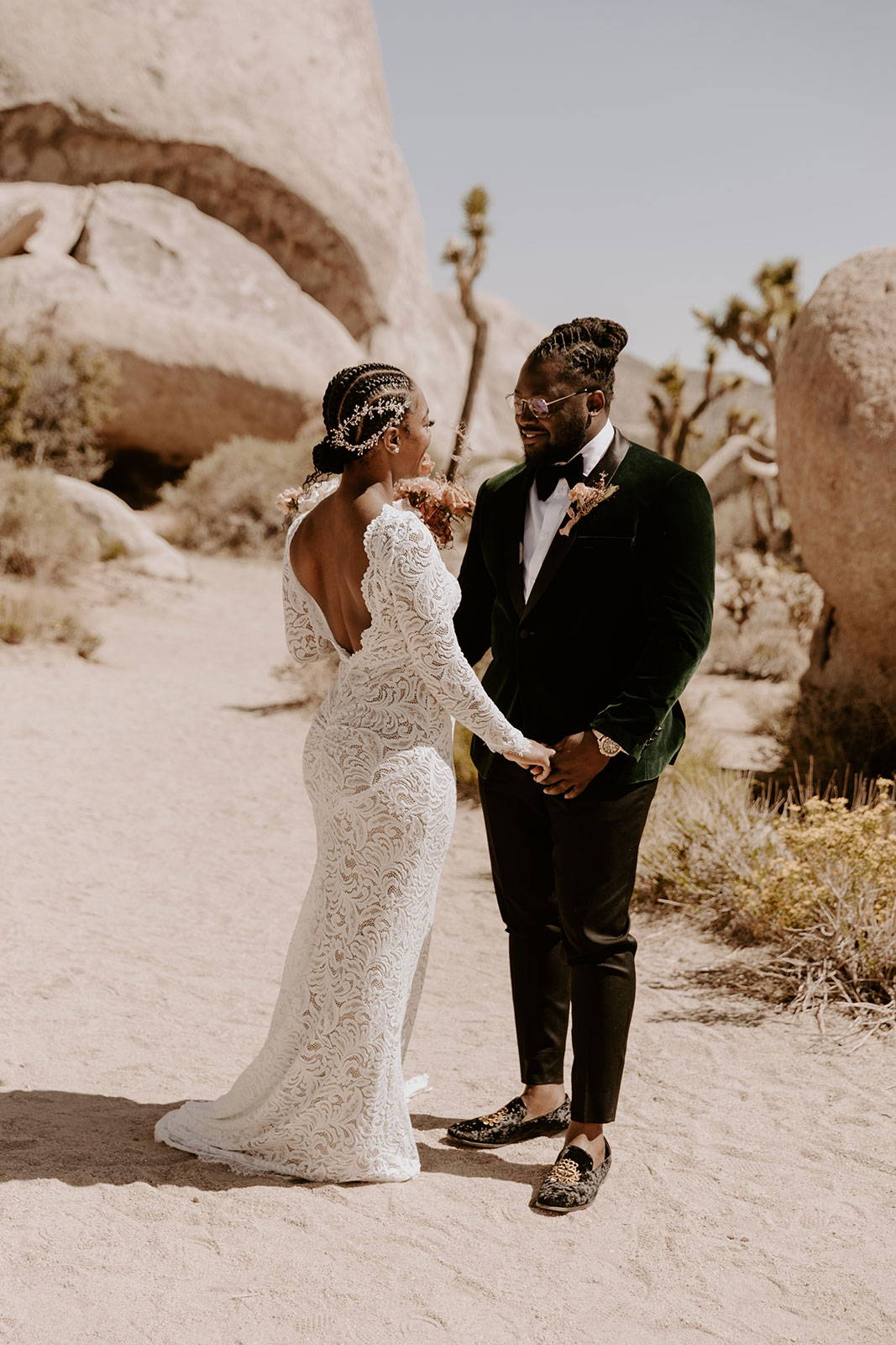 Bride and Groom holding hands