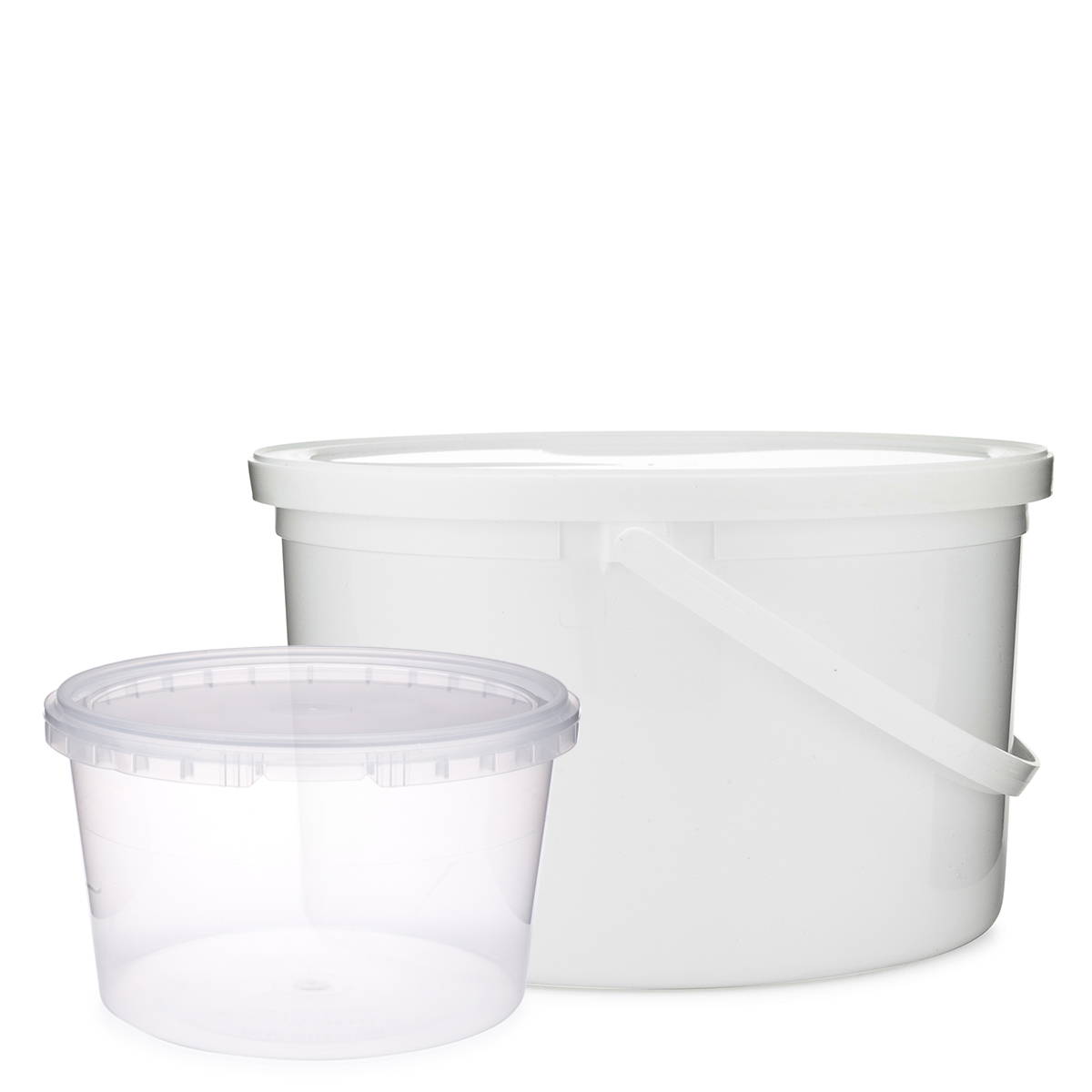 45 Count White Food Containers 85oz Large Food Buckets with Lids