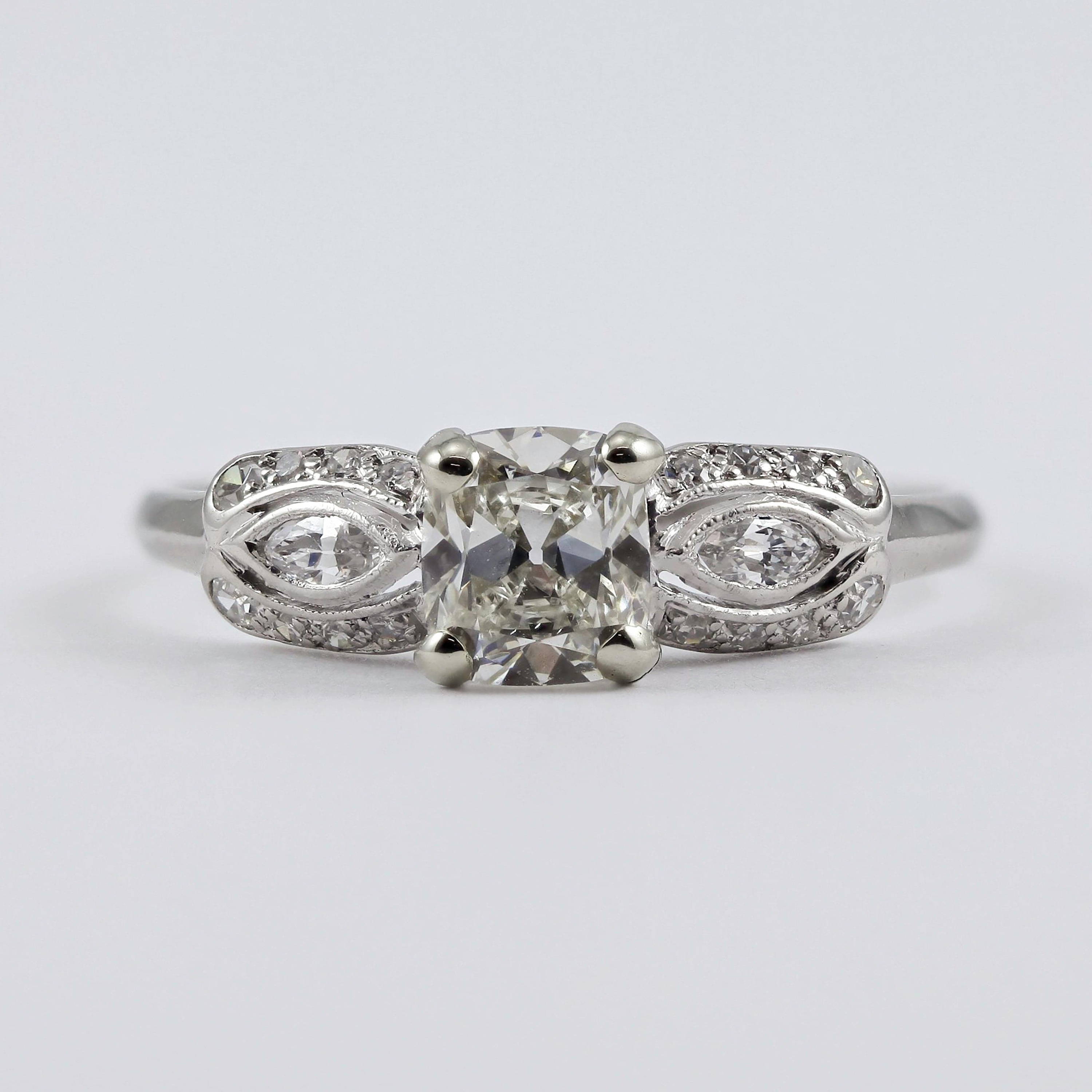 vintage style three stone diamond ring