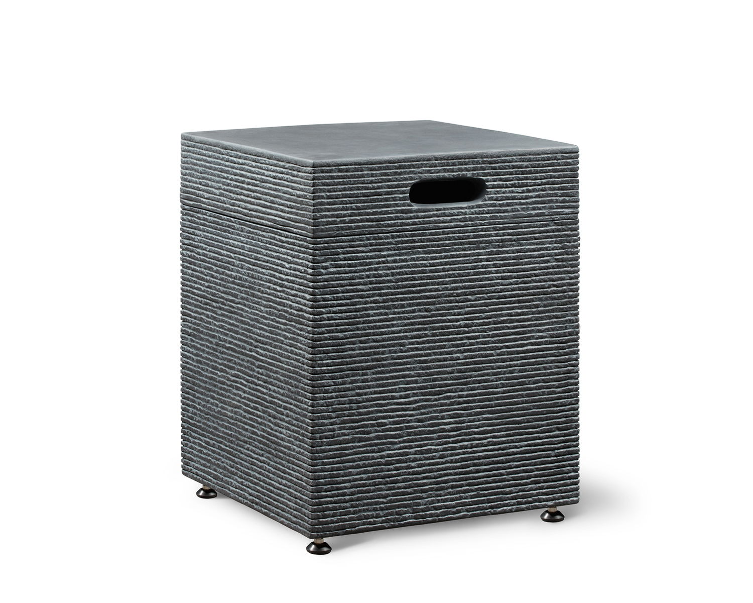 Strato Propane Tank Cover in Zinc Finish on white background