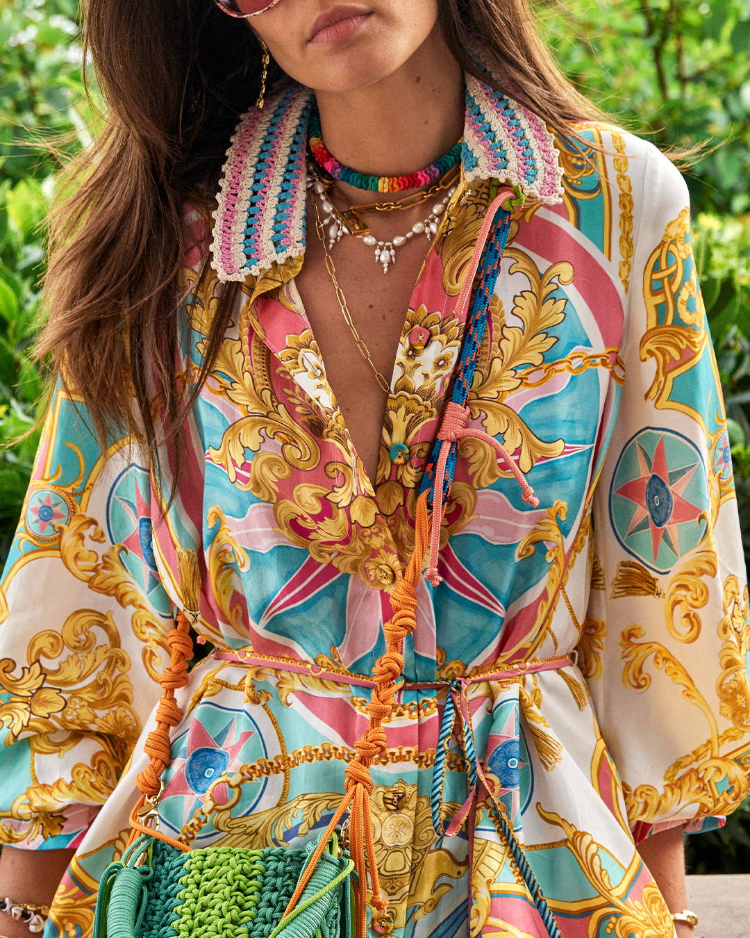 CAMILLA colourful dress silk twill