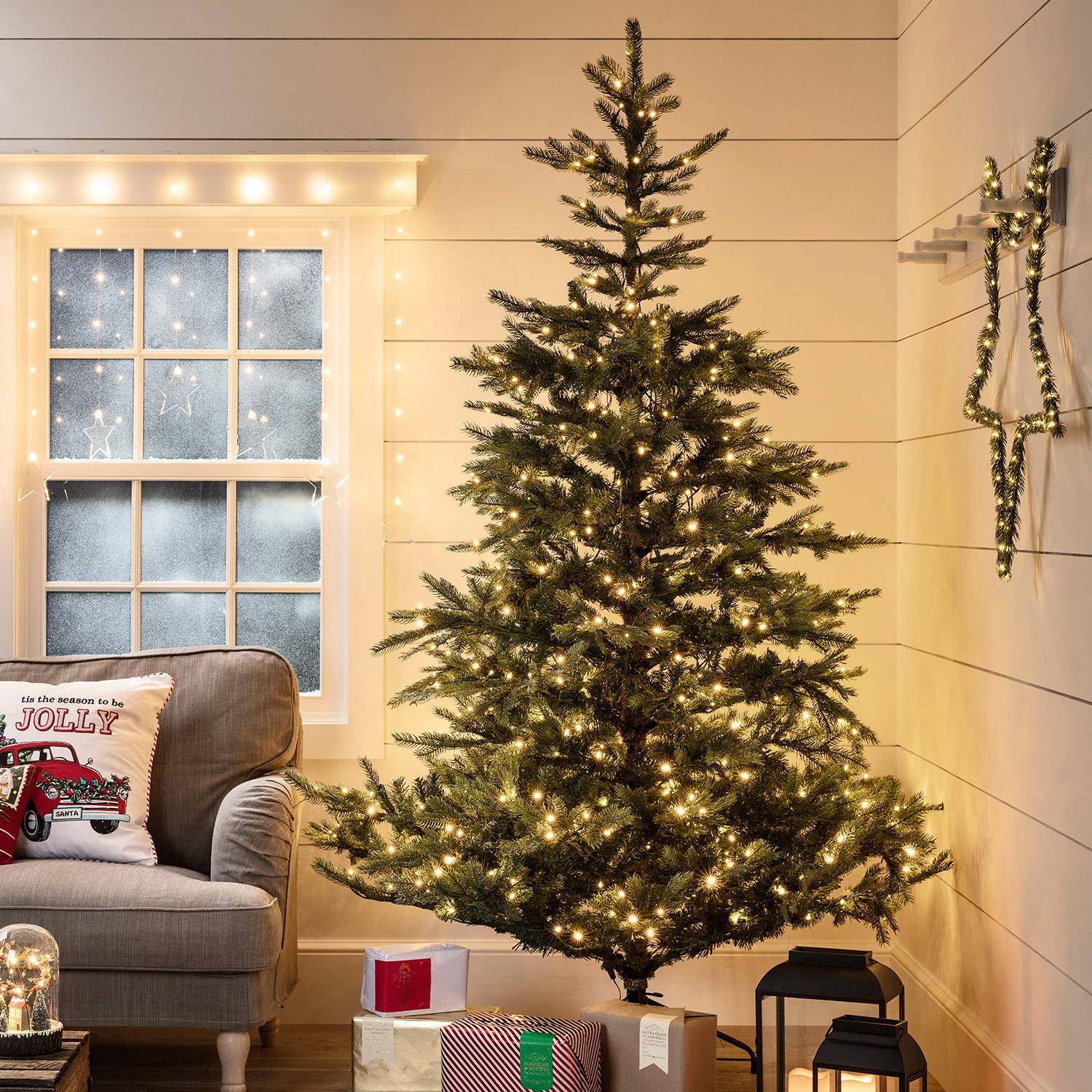 7ft Pre Lit Grandis Fir Artificial Christmas Tree