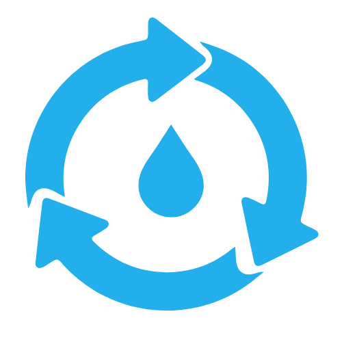 A water drop with reusable arrows icon