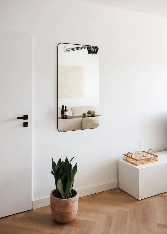 Wall mirror CALEO - Wall mirror in black and metal | metal booth