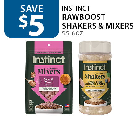 $5 off Instinct Rawboost Shakers & Mixers 5.5–6 oz