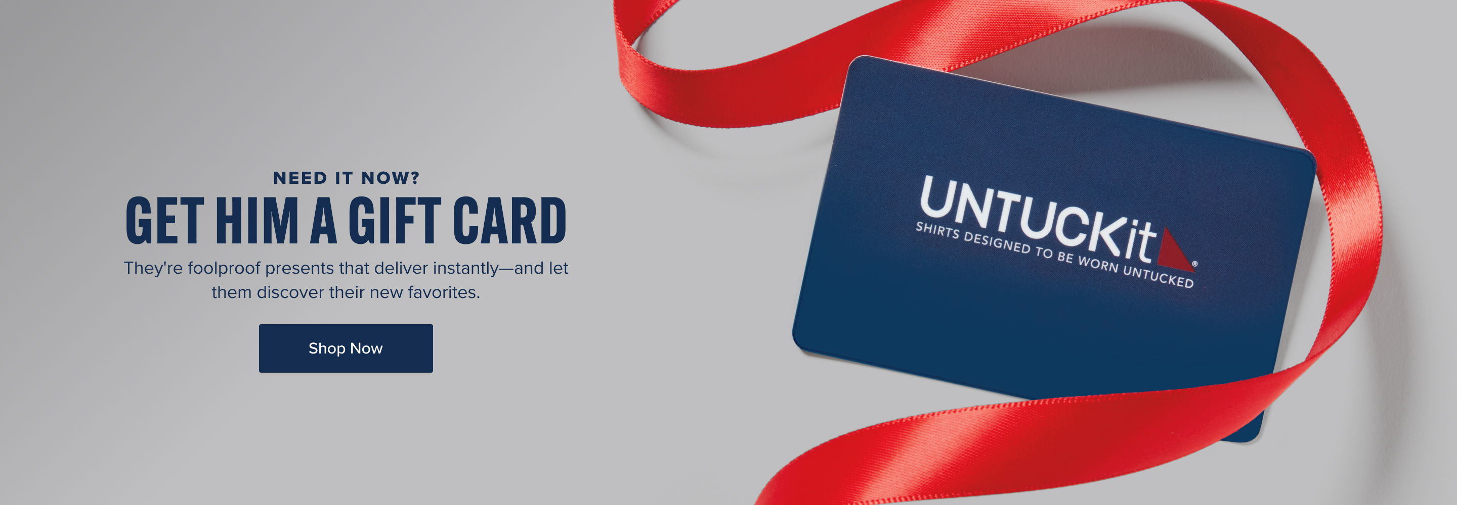 Gift card promotion for Untuckit with a red ribbon.