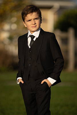 Boy Black Tail Tuxedo Tux Suit Size From Baby to Teen 