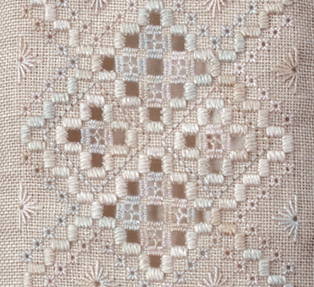 Hardanger stitches, usually geometric and/or symmetrical. 
