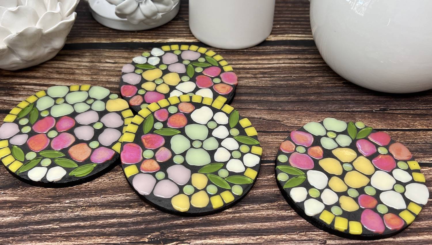 Cherry Blossom Mosaic Coasters