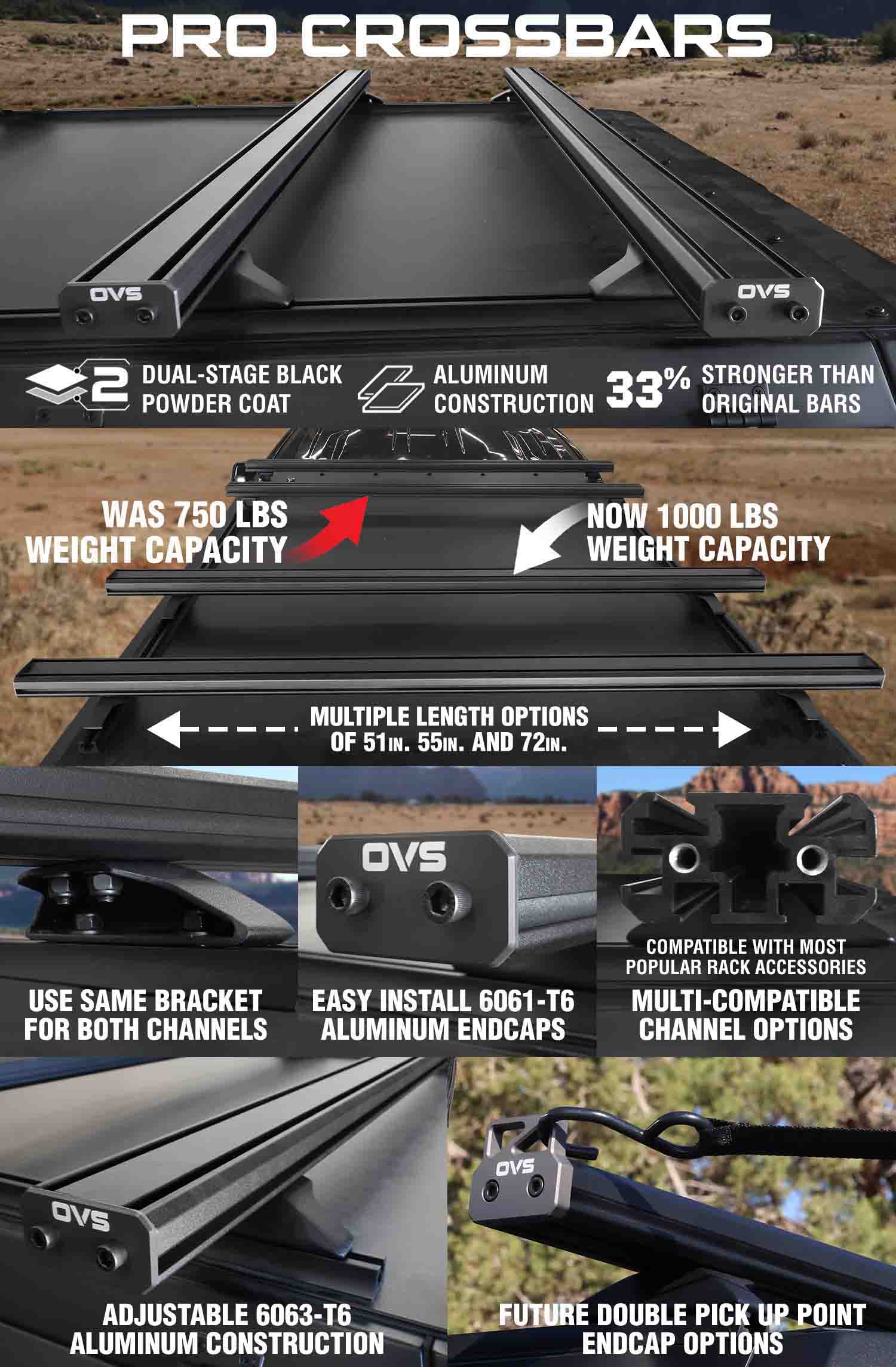 Pro Crossbars advertisement highlighting features and specifications.