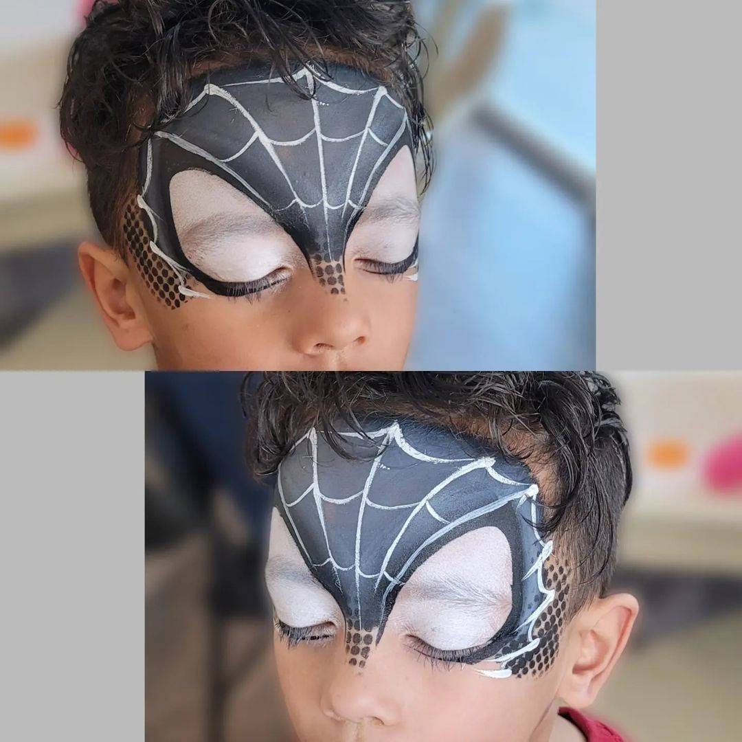 superhero venom face paint boy