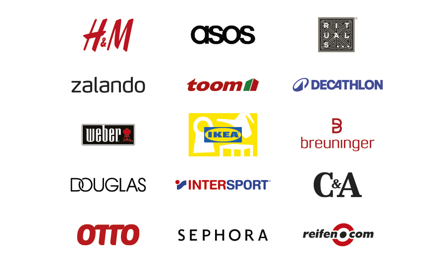 Logos of various retail brands including H&M, ASOS, and IKEA.