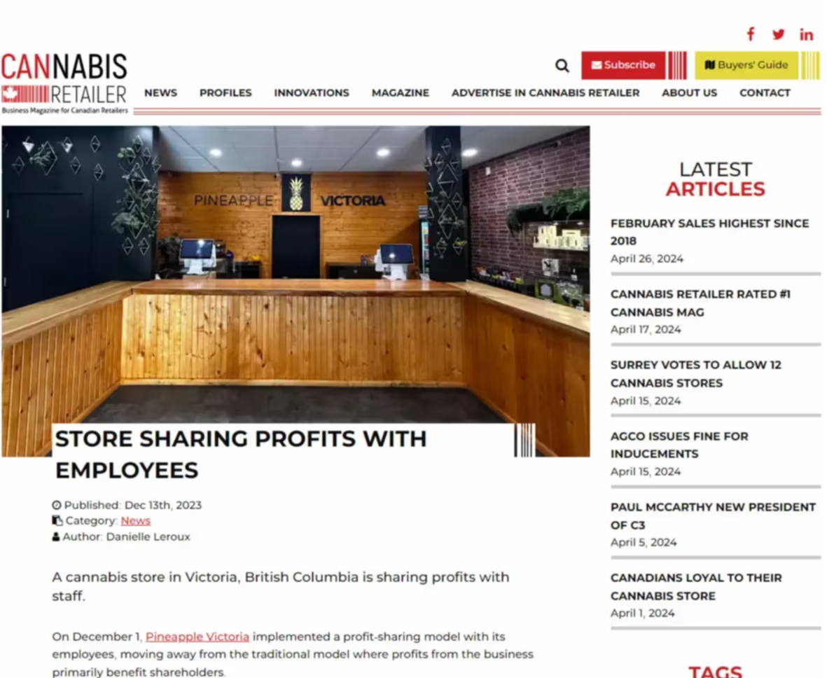 Cannabis Retailer Profit Sharing