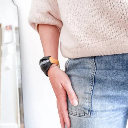 A DIY bracelet pouch made out of denim