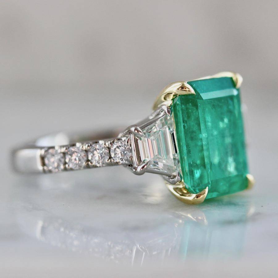 emerald cut emerald diamond ring