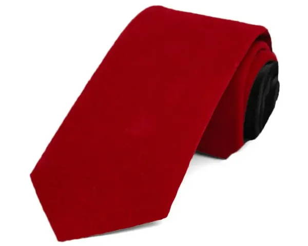 A red velvet slim tie