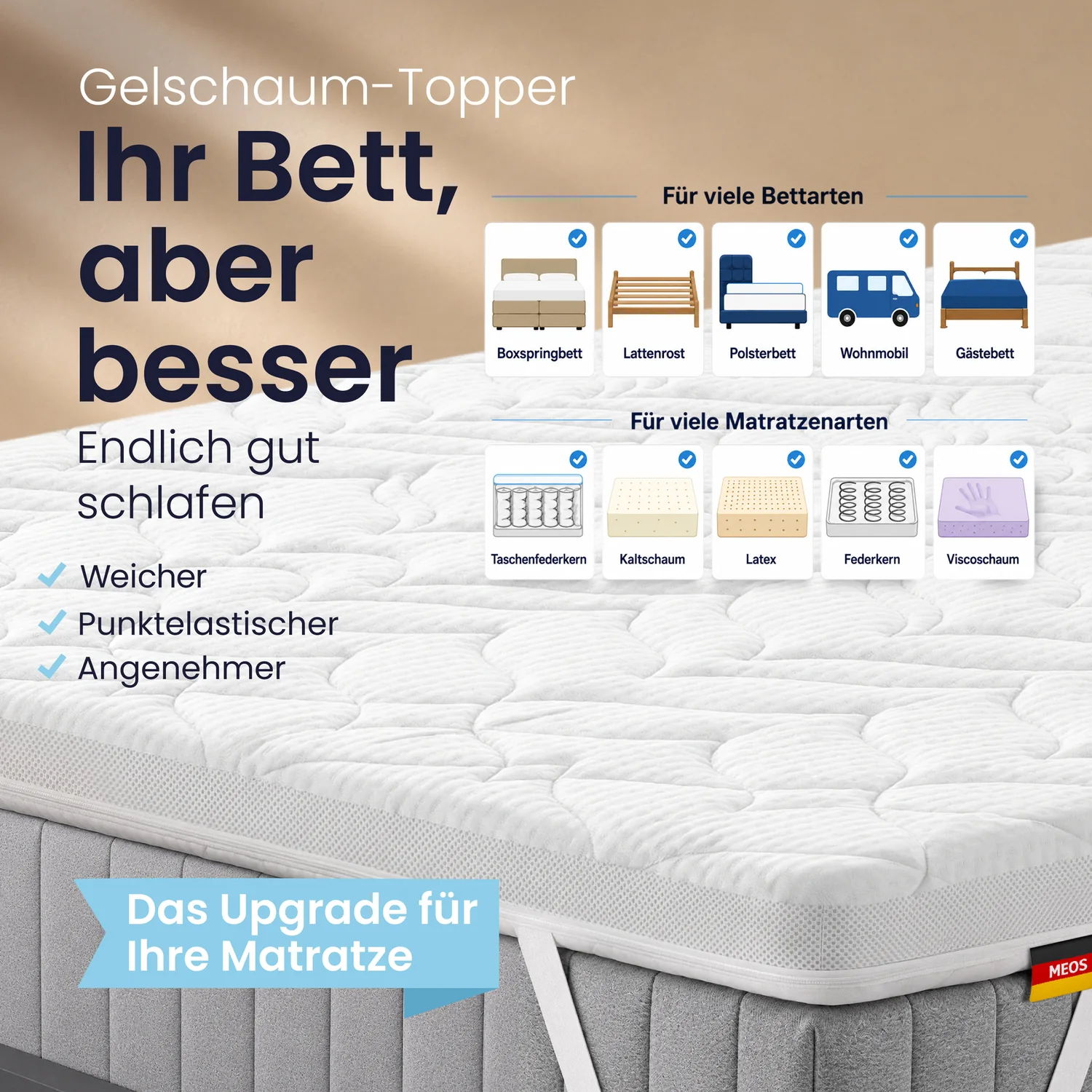 Topper für verschiedene Matratzen
