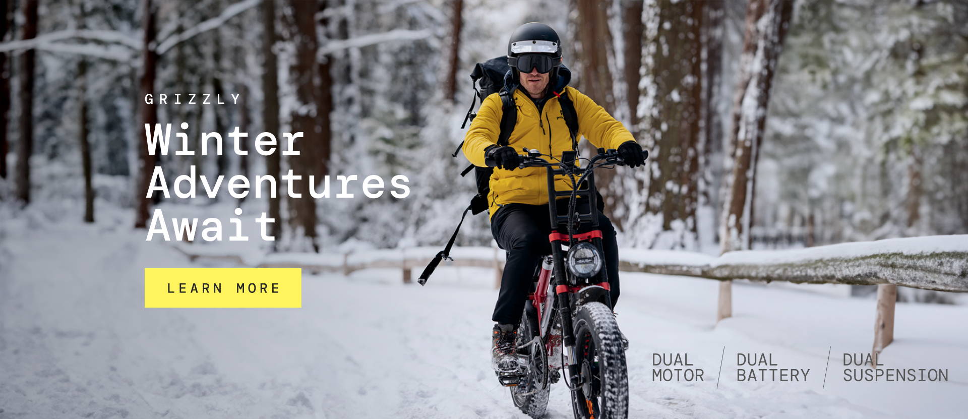 Premium All-terrain Electric Fat Bike Grizzly AWD ebike in snow
