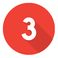 Red circle with the number three in white font.