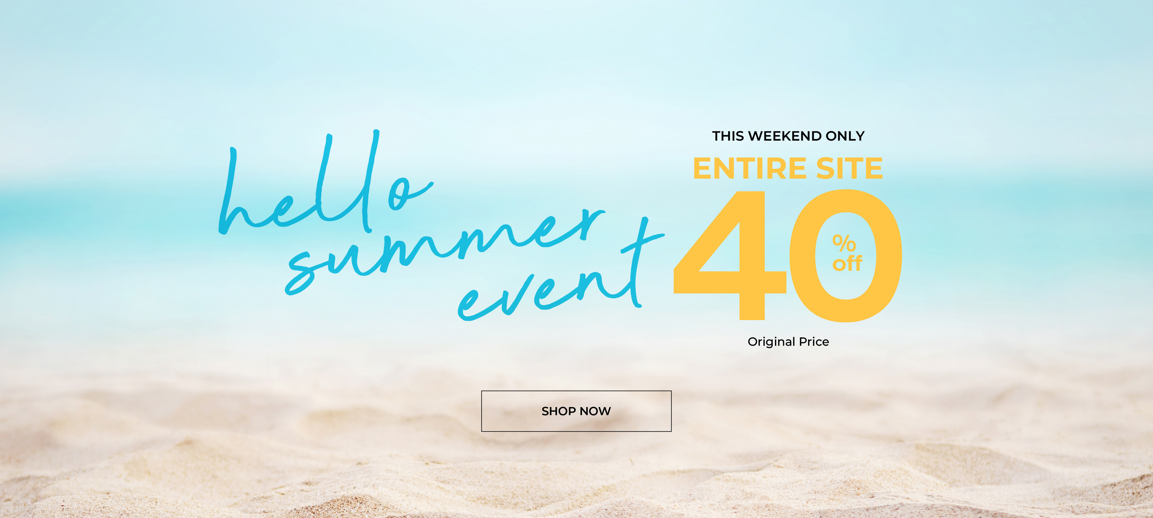 Hello summer event, celebrating 40 years, with a beach background.