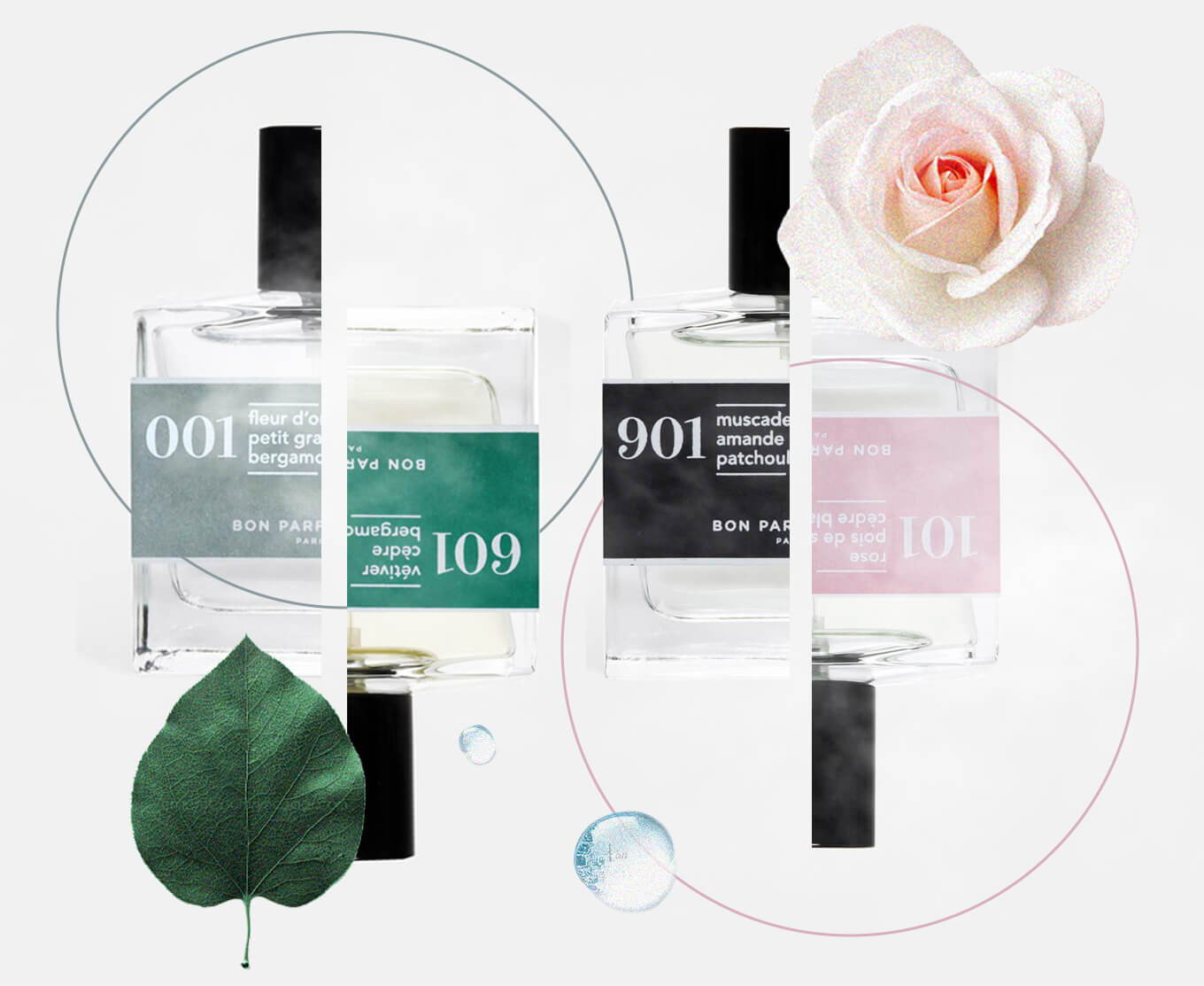 A collage of Bon Parfumeur fragrances.