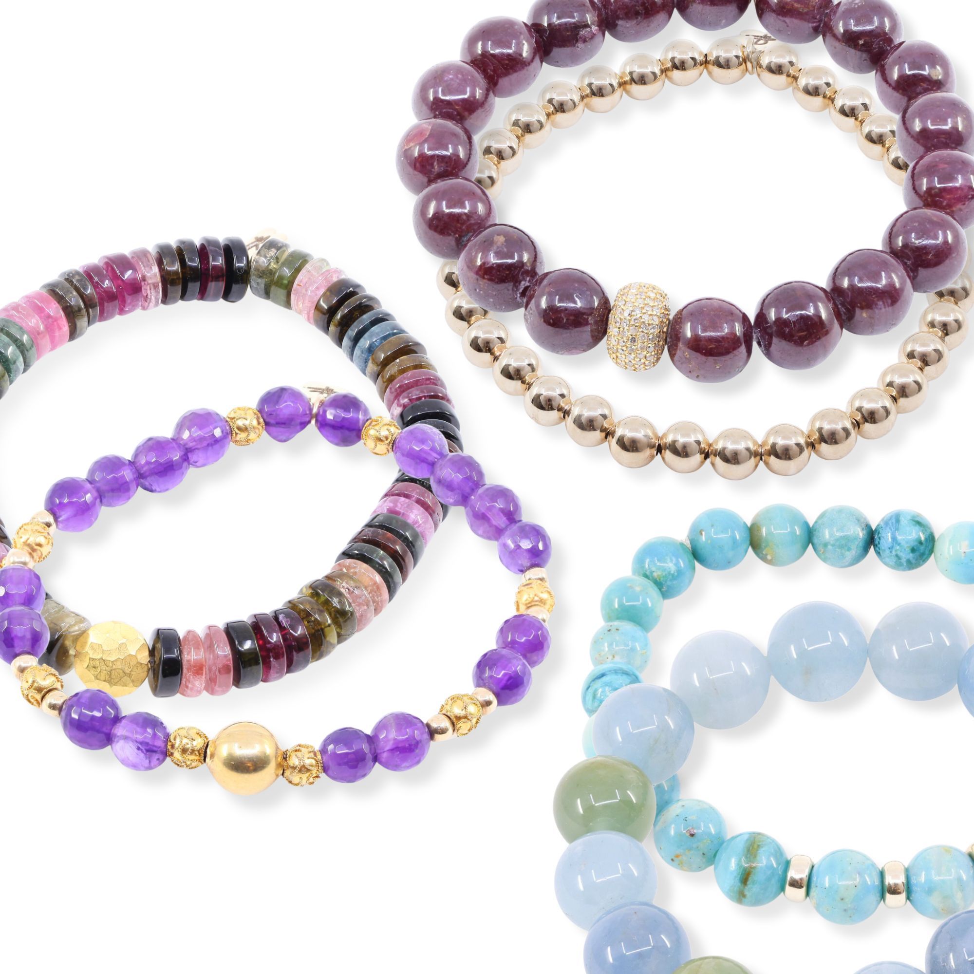 Nina bead bracelets flat lay