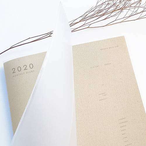 PVC cover - O-CHECK 2020 Linen paper A4 dated monthly diary planner