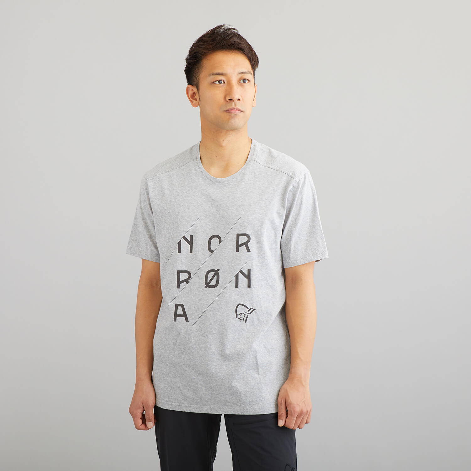 NORRONA（ノローナ）/29コットン スラントロゴTシャツ/グレー/MENS