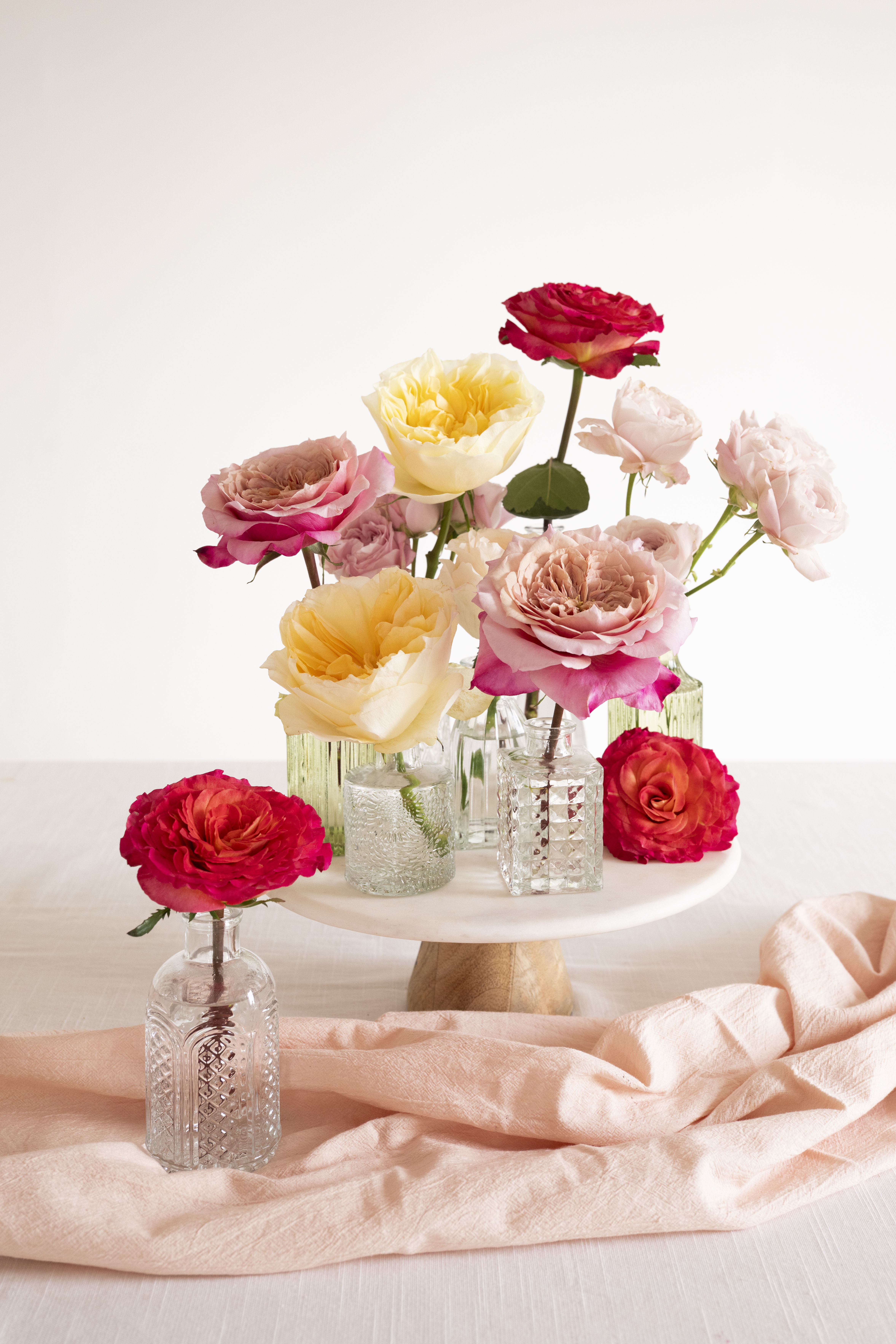 Sunset Garden rose bud vases