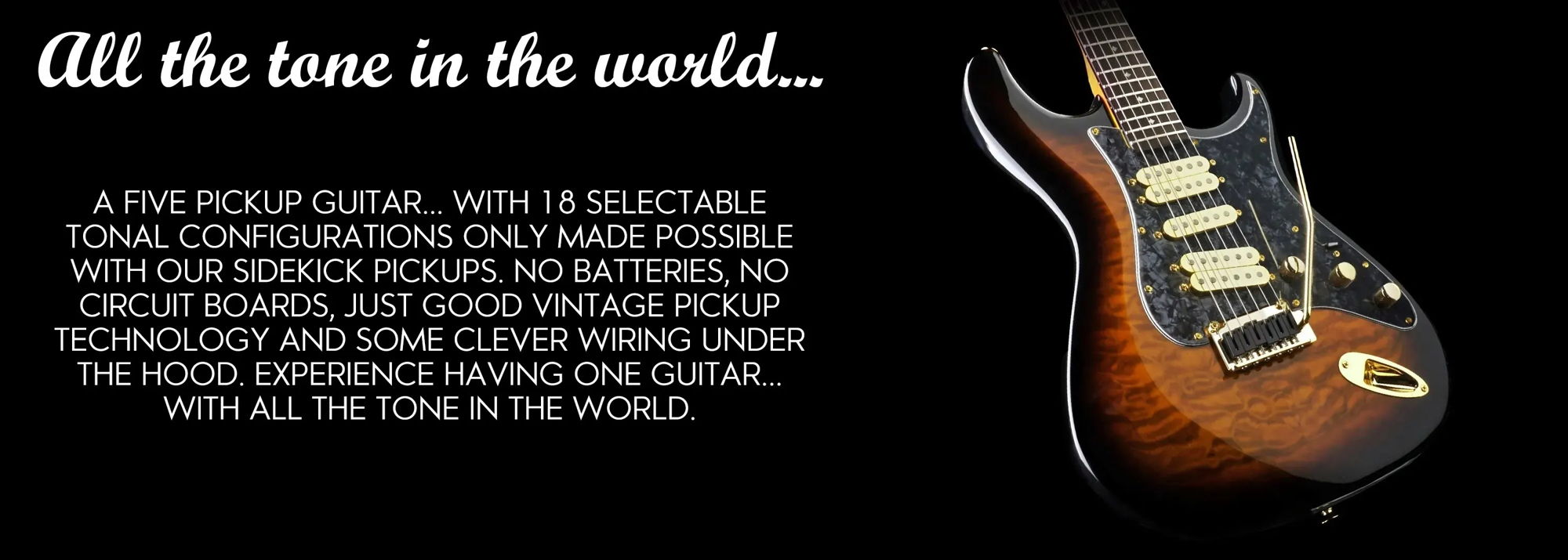 All the tone in the world… A five pickup guitar with 18 selectable tonal configurations