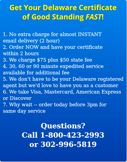 get your delaware certificate of good standing fast