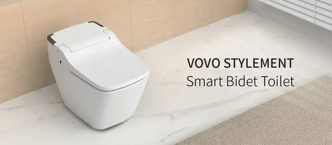 VOVO STYLEMENT 1 Pièce 1.12 GPF Single Flush Round Standard Smart Bidet  Toilette en Noir